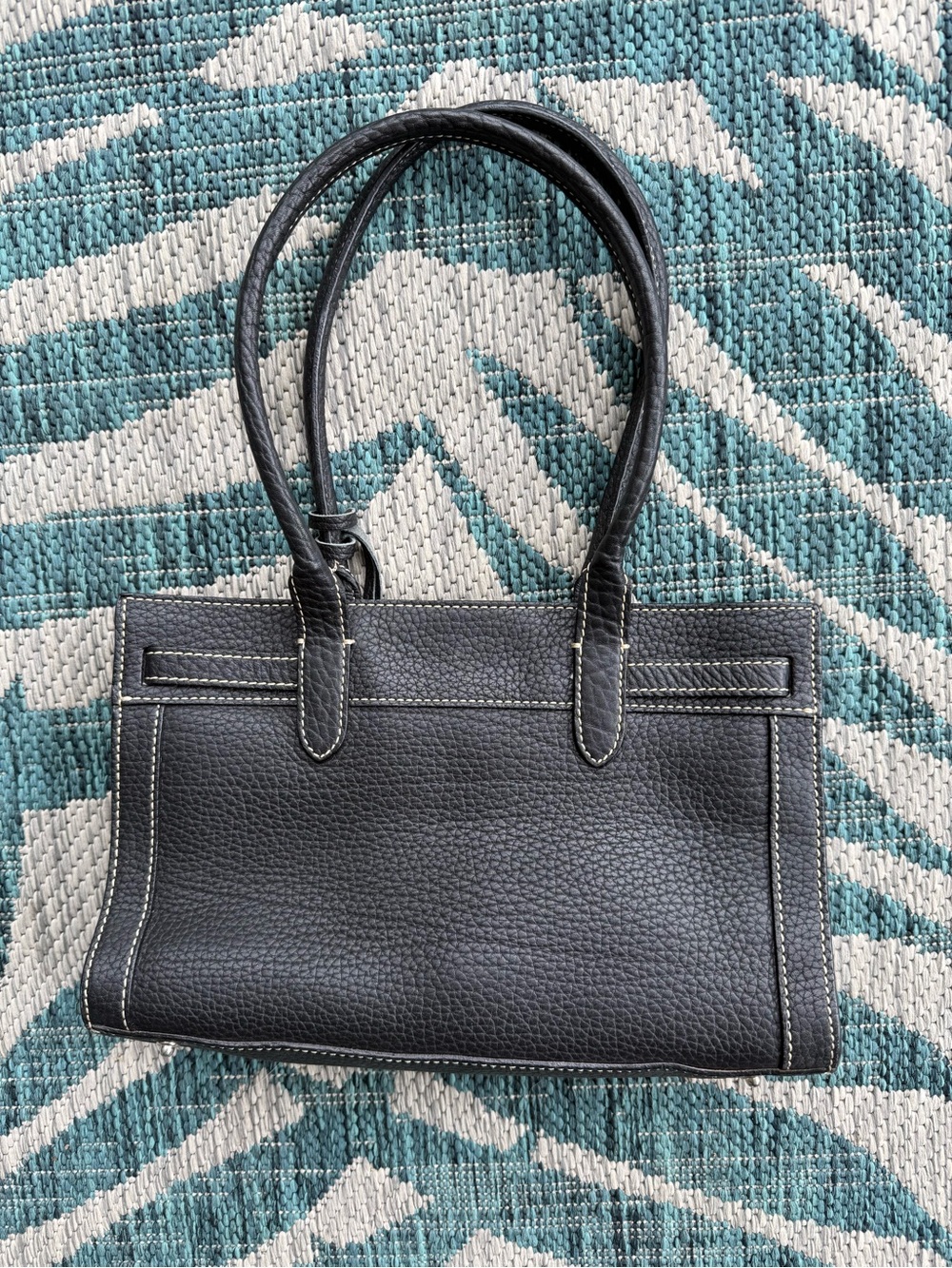 Dooney & Bourke Black Pebble Leather Satchel with Tassel Tie - Picture 2 of 8